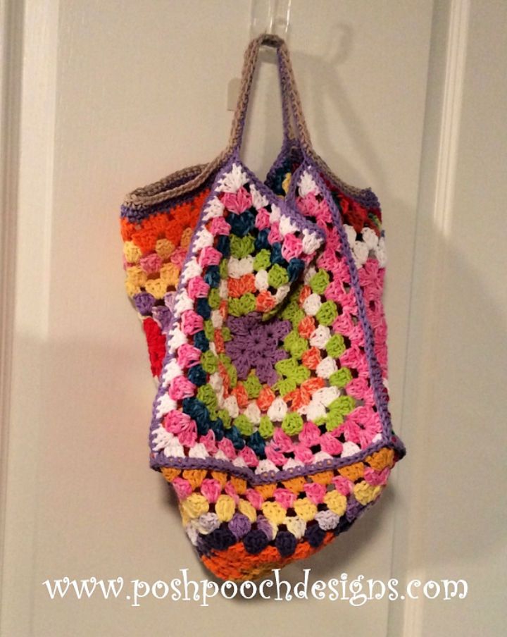 Crochet Square Granny Shopping Bag