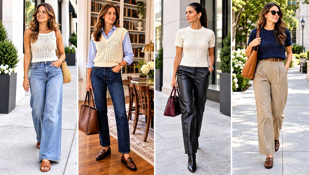 24 Alpine Stitch Crochet Top Outfit Ideas for Cool Days