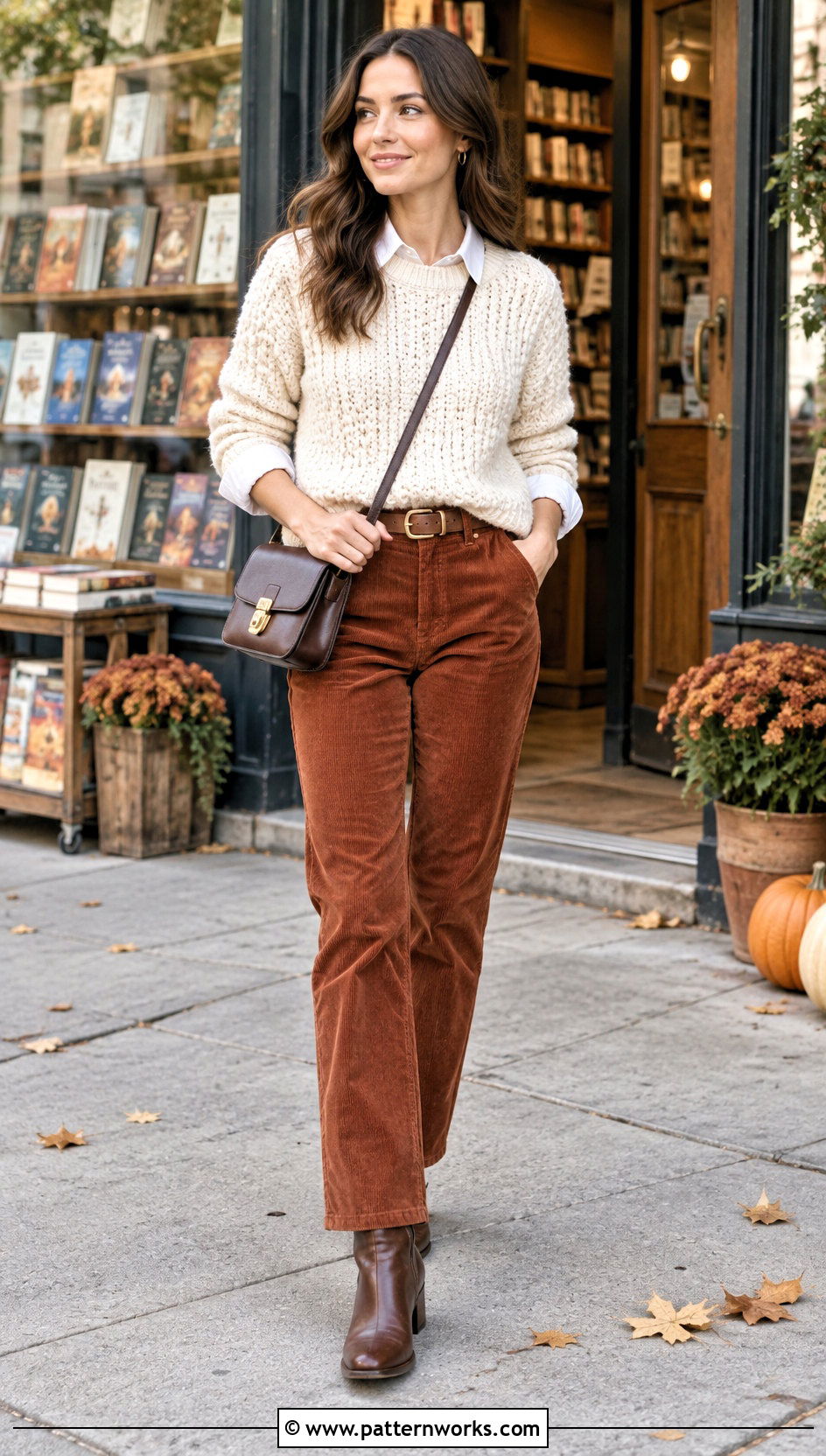 Alpine Stitch Sweater Outfit With Corduroy Pants - 24 crochet alpine stitch sweater outfit ideas