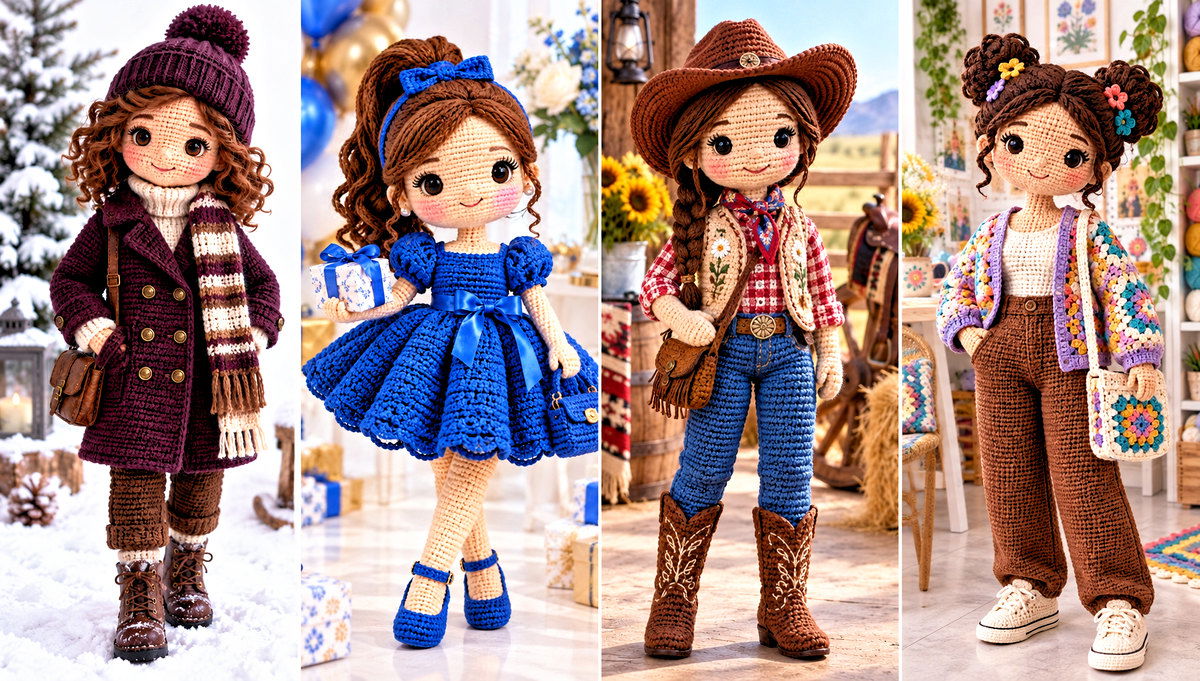 24 Amigurumi Outfit Ideas for Sweet Crochet Doll Looks