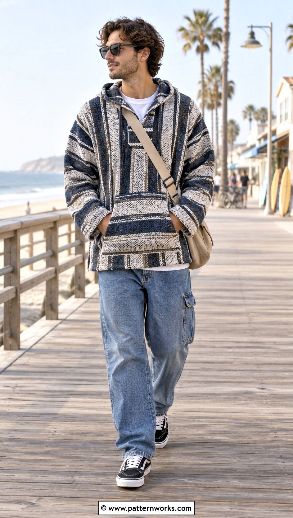 Baja Hooded Crochet Poncho With Carpenter Jeans - 18 mens hooded crochet poncho outfit ideas
