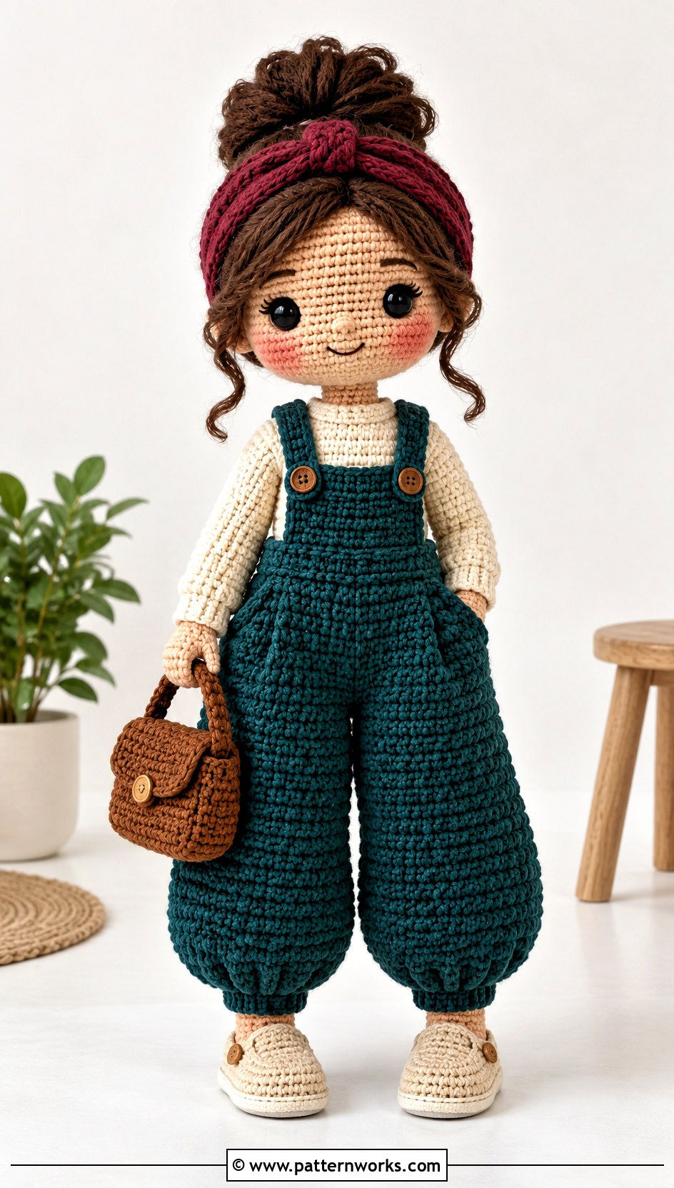 Balloon Leg Crochet Doll Overalls With Bodysuit - 30 crochet doll overalls outfit ideas