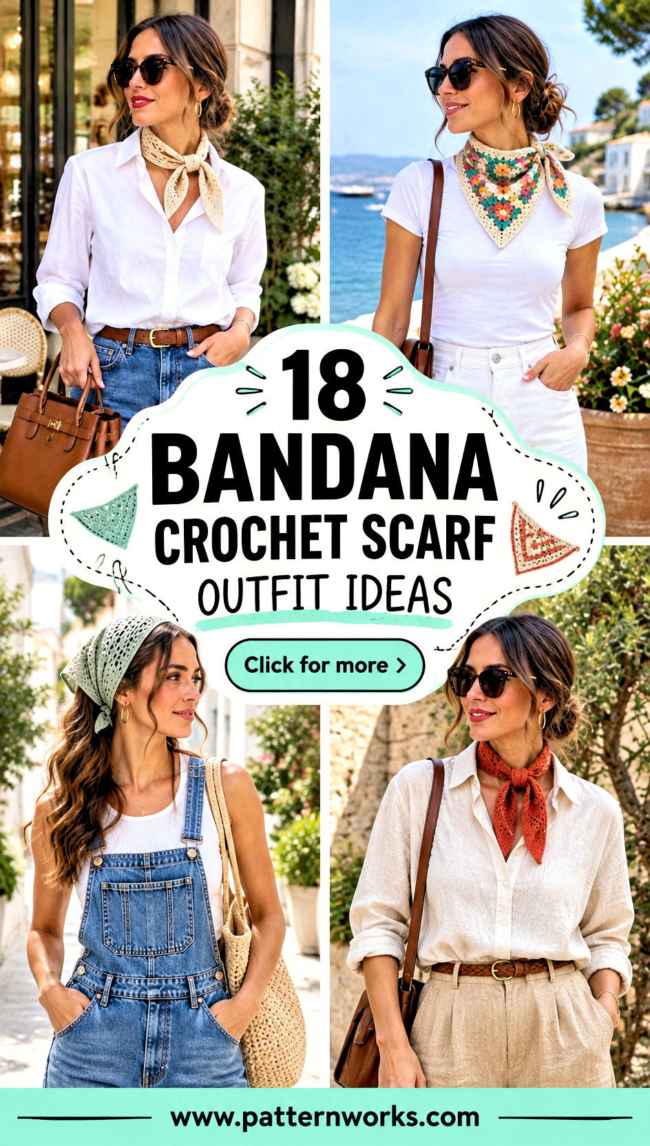 18 Bandana Crochet Scarf Outfit Ideas for Casual Looks - 18 Bandana Crochet Scarf Outfit Ideas for Casual Looks