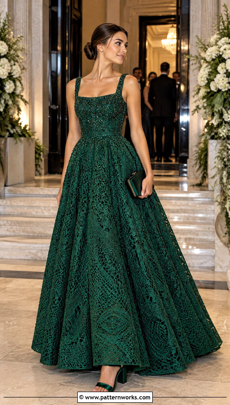 Beaded Crochet Ball Gown With Minimal Jewelry - 24 crochet ball gown dress outfit ideas
