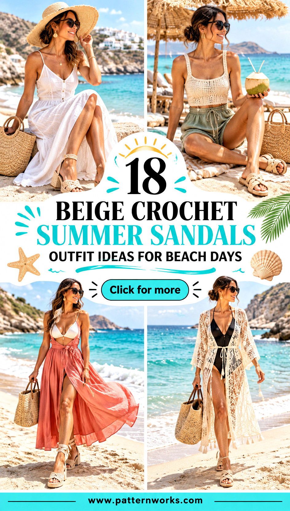 18 Beige Crochet Summer Sandals Outfit Ideas for Beach Days - 18 Beige Crochet Summer Sandals Outfit Ideas for Beach Days