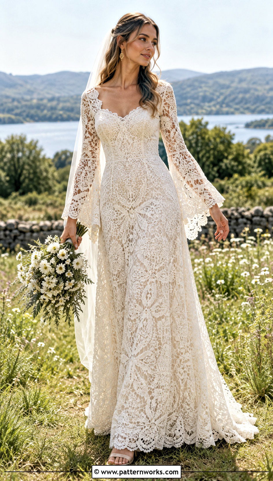 Bell Sleeve Irish Crochet Wedding Dress - 24 Irish Crochet Wedding Dress outfit ideas