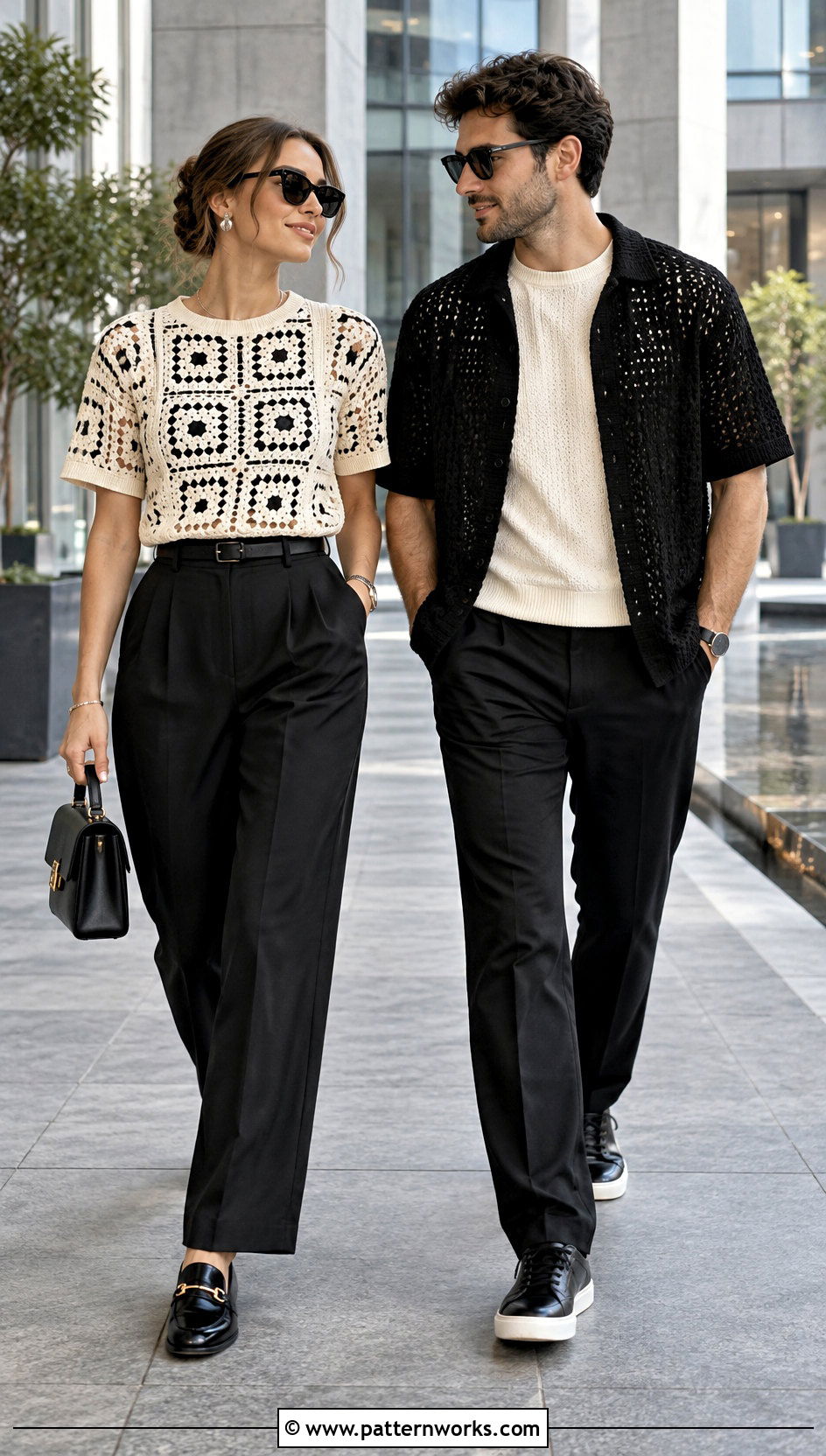 Black And Cream Crochet Minimalist Outfit - 24 couples crochet outfit ideas