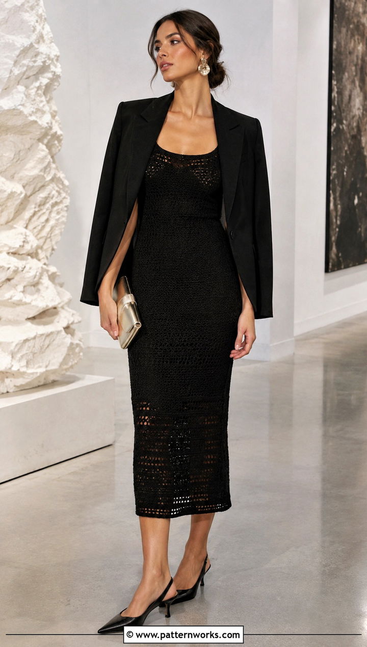 Black Bodycon Crochet Midi Dress Outfit - 24 bodycon crochet dress outfit ideas