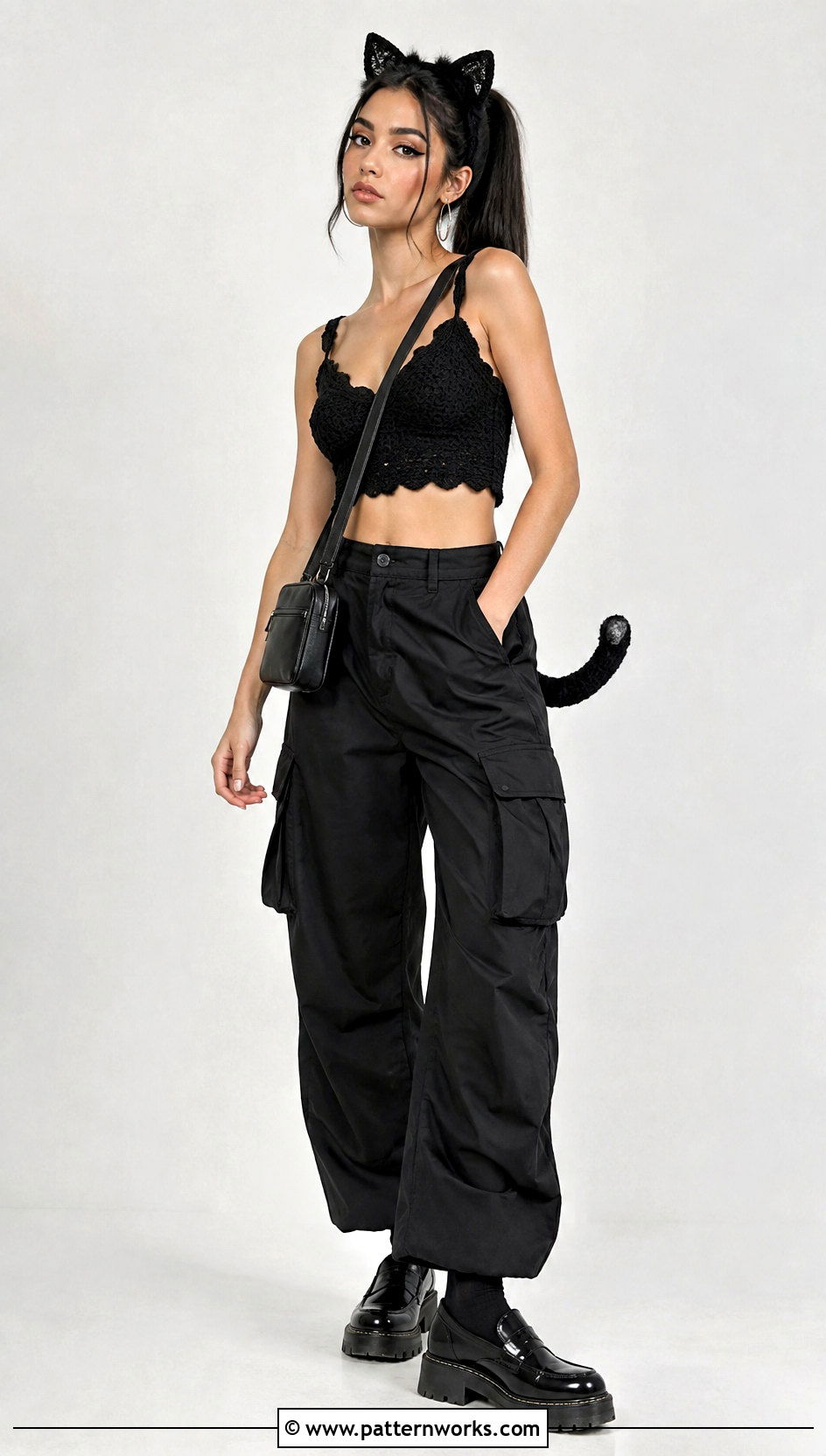 Black Cat Halloween Crochet Crop Top Outfit - 18 halloween crochet crop top outfit ideas