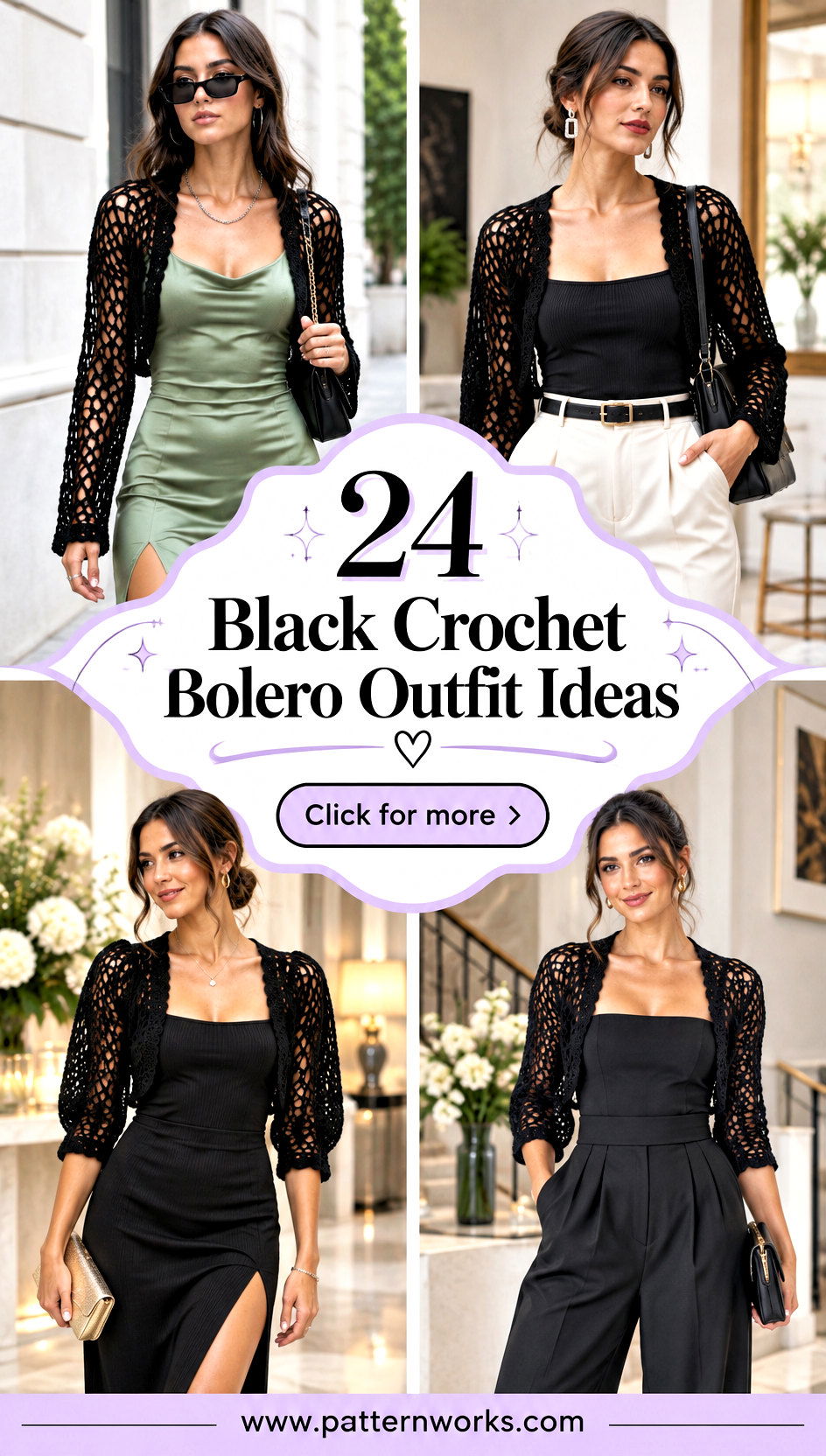 24 Black Crochet Bolero Outfit Ideas for Dressy Layers - 24 Black Crochet Bolero Outfit Ideas for Dressy Layers