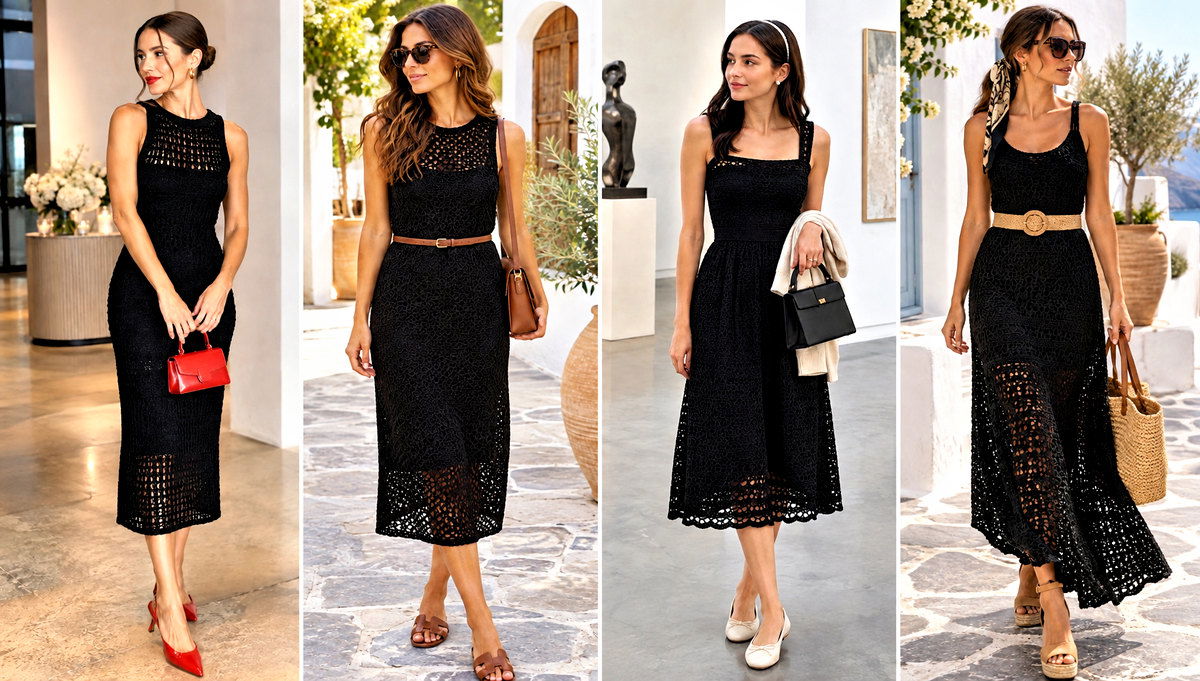 30 Black Crochet Dress Outfit Ideas for Summer Nights