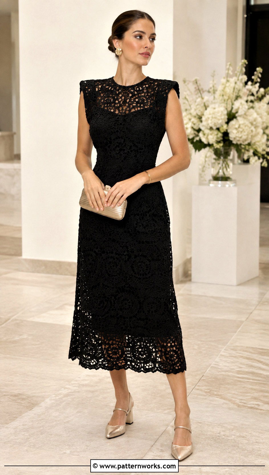 Black Crochet Dress With Low Heels - 24 crochet women clothes and outfit ideas