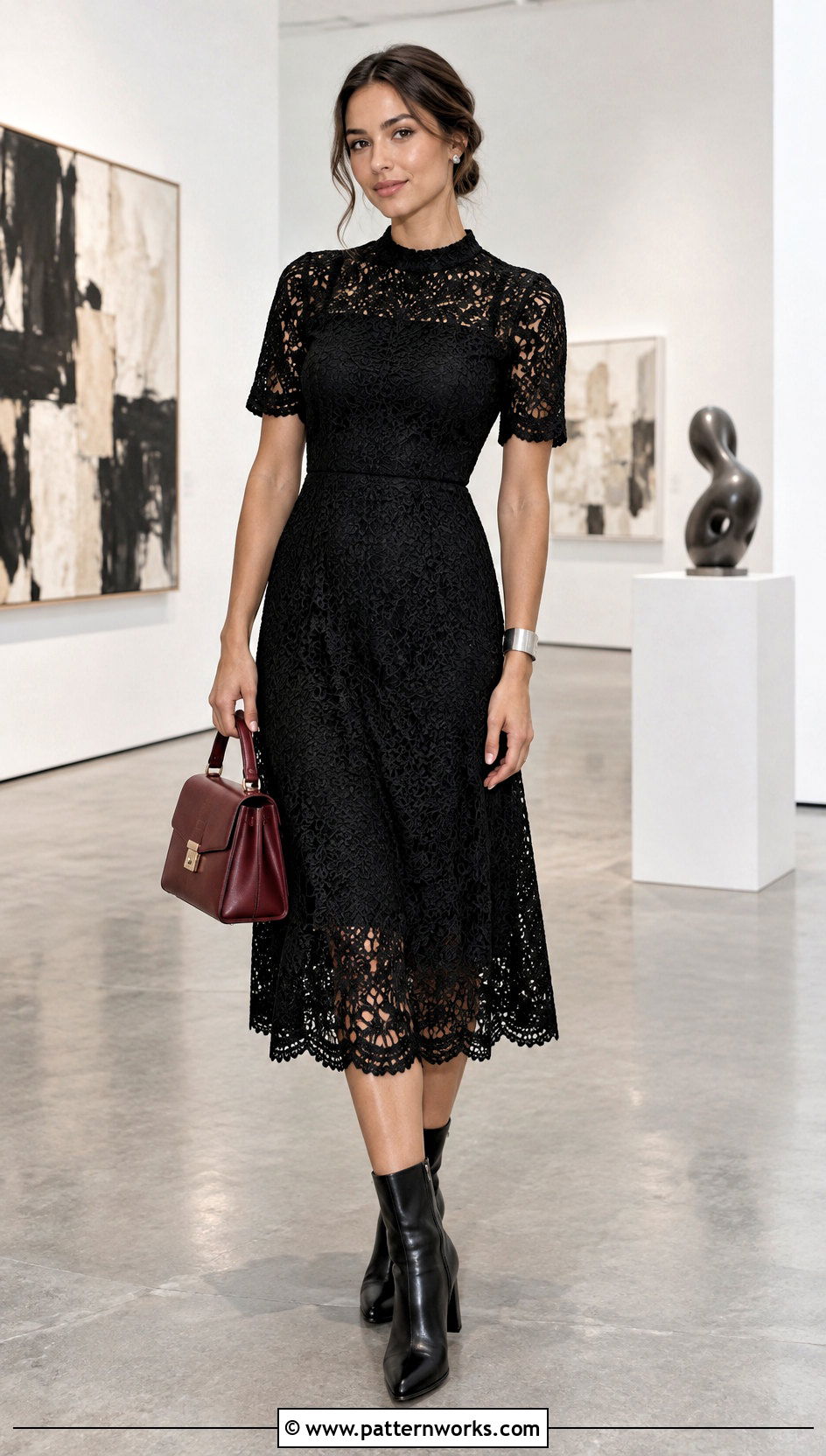 Black Crochet Lace Dress With Ankle Boots - 24 crochet lace clothes and outfit ideas