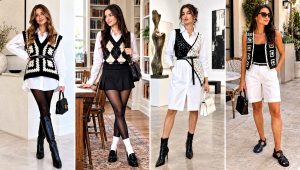 24 Black and White Crochet Vest Outfit Ideas to Layer