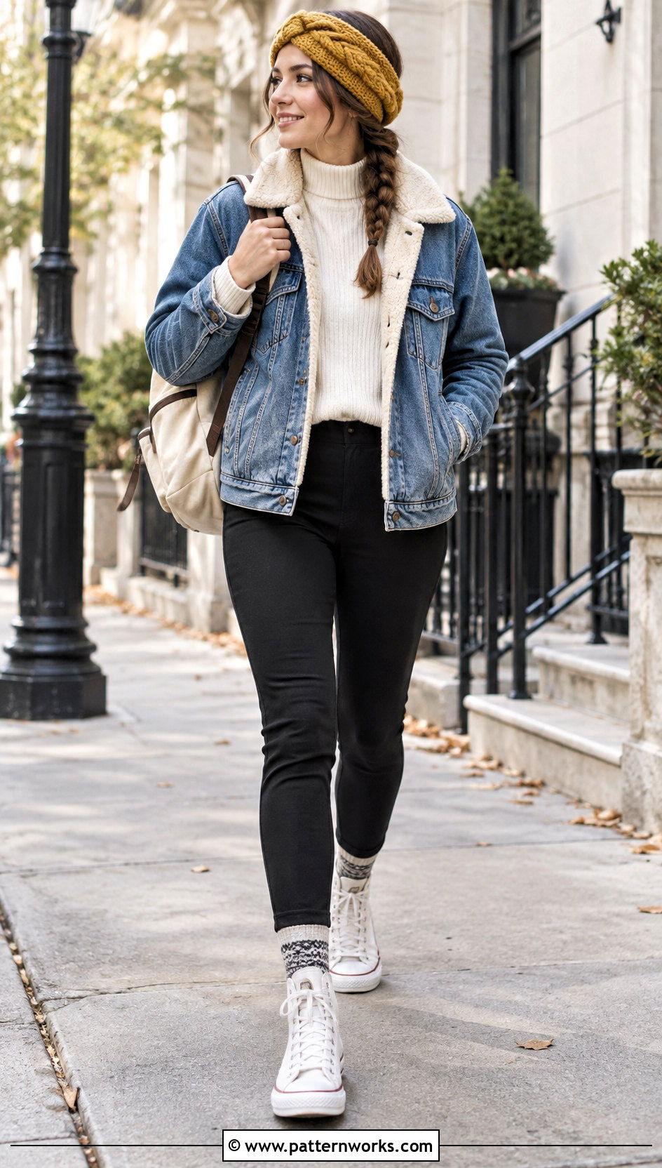Braided Crochet Chunky Ear Warmer With Denim Jacket - 24 Crochet Chunky Ear Warmer outfit ideas
