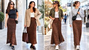 24 Brown Crochet Maxi Skirt Outfit Ideas for Summer Trips
