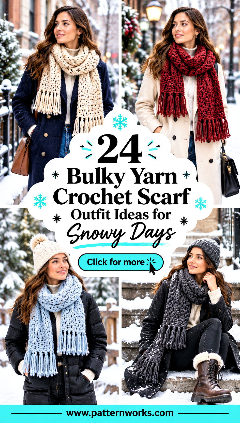 24 Bulky Yarn Crochet Scarf Outfit Ideas for Snowy Days - 24 Bulky Yarn Crochet Scarf Outfit Ideas for Snowy Days