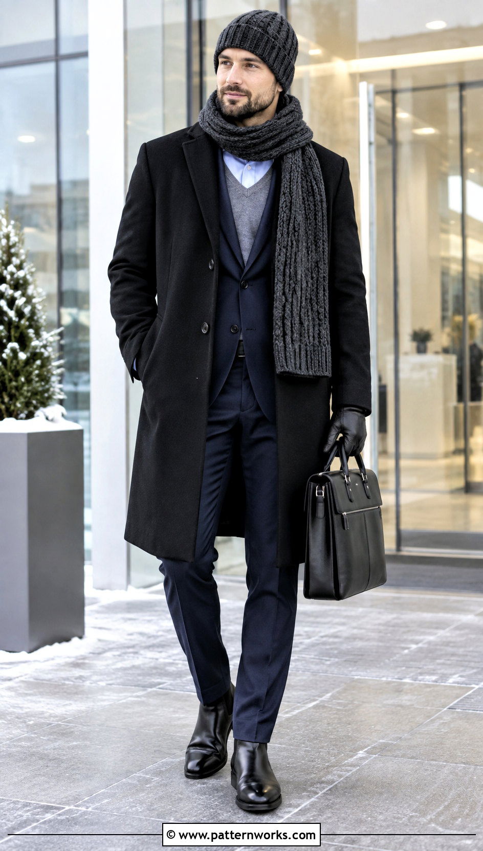 Cable Crochet Hat And Scarf With Winter Suit - 18 Mens Crochet Hat And Scarf outfit ideas