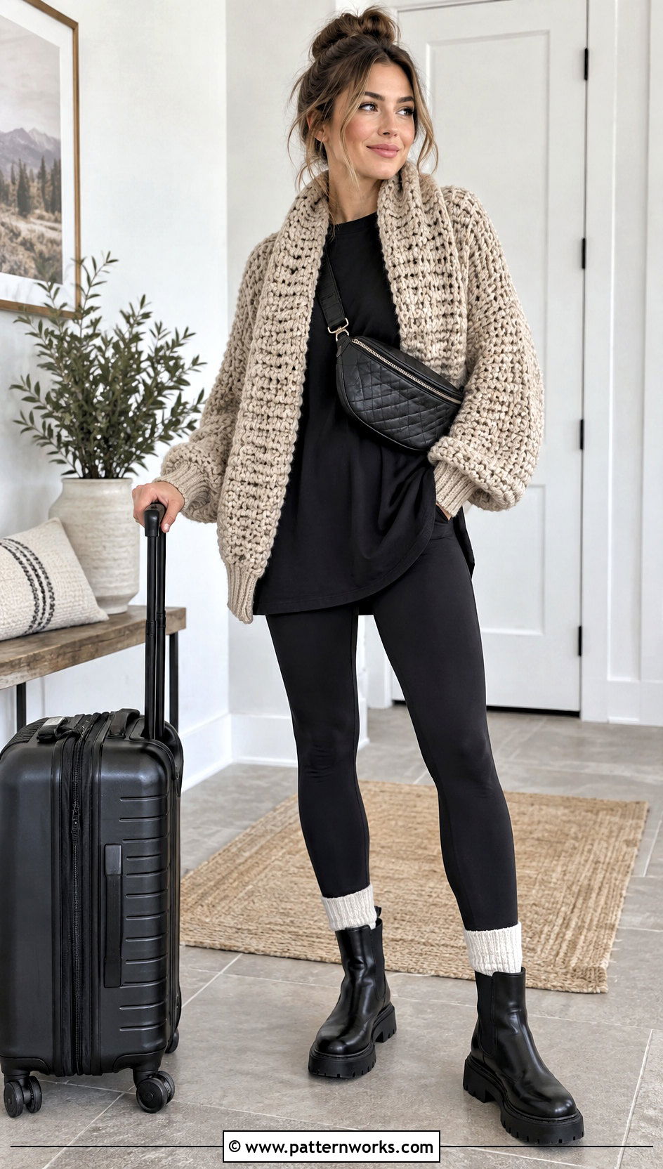 Chunky Crocheted Sweater Scarf With Leggings - 18 Crocheted Sweater Scarf With Sleeves outfit ideas