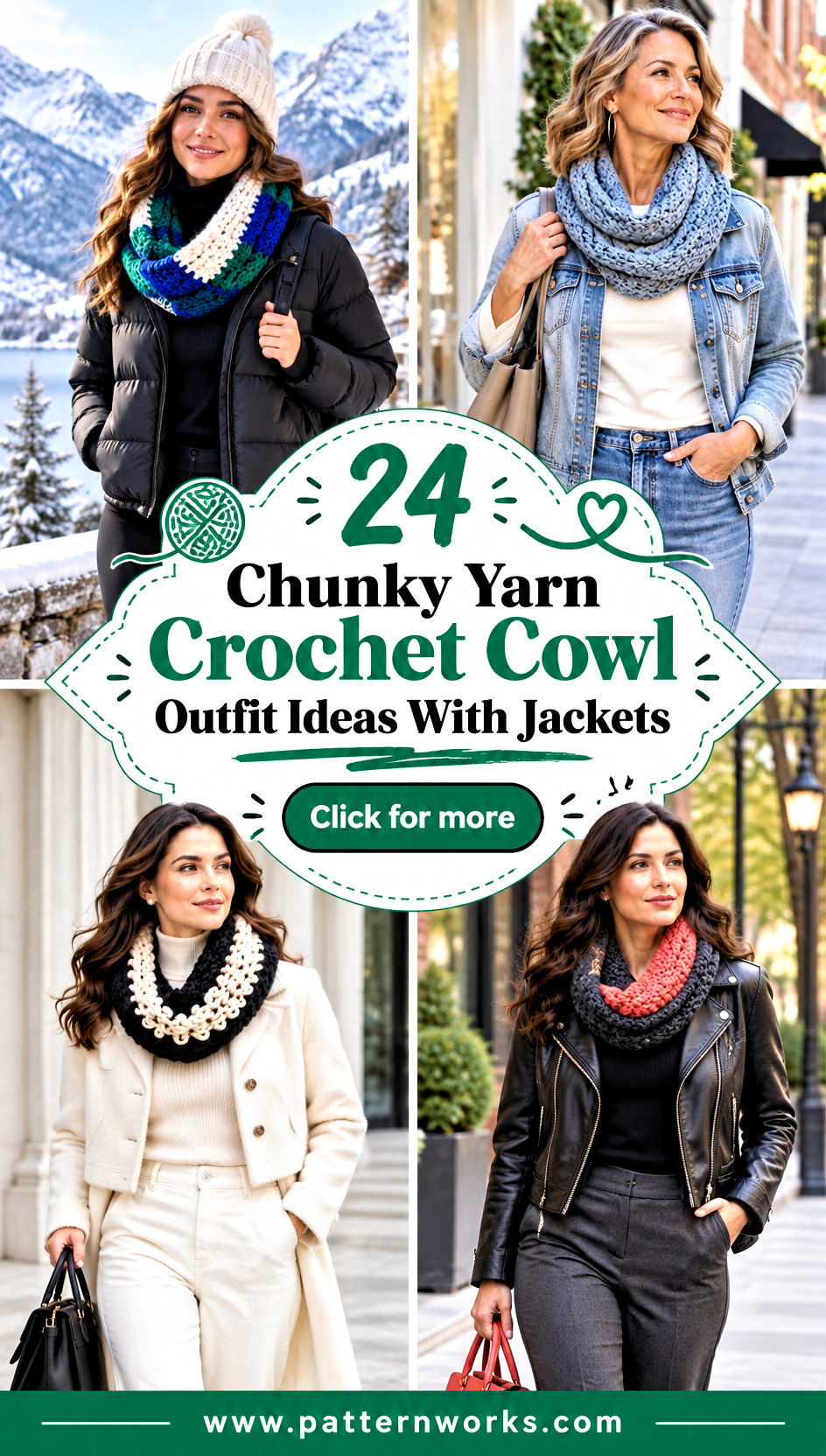 24 Chunky Yarn Crochet Cowl Outfit Ideas With Jackets - 24 Chunky Yarn Crochet Cowl Outfit Ideas With Jackets