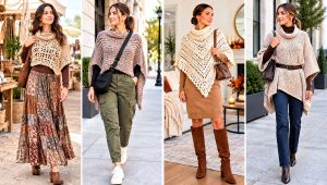 24 Chunky Yarn Crochet Poncho Outfit Ideas for Cozy Layers