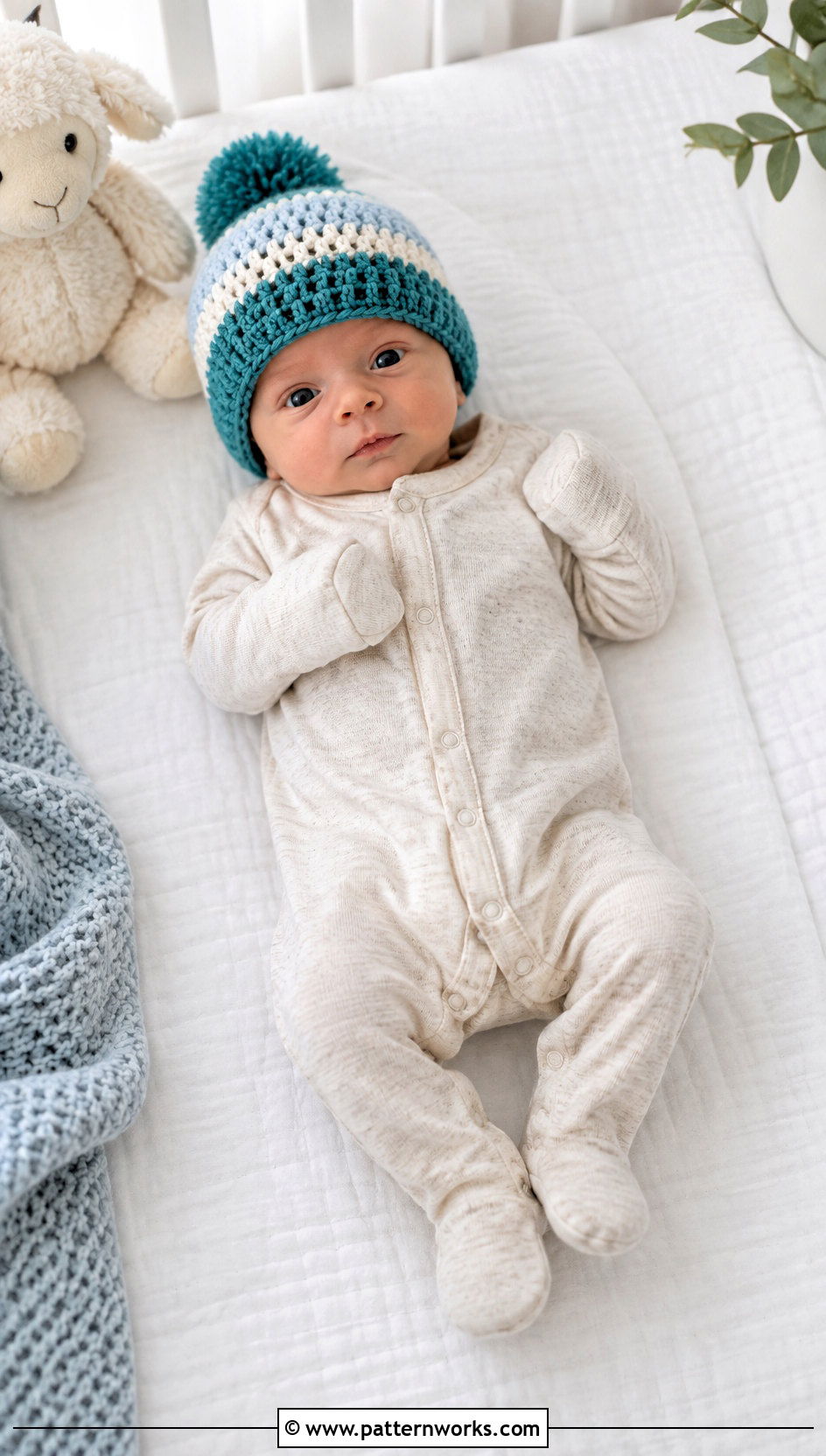 Color Block Crochet Beanie With Neutral Sleeper - 24 premie crochet beanie outfit ideas