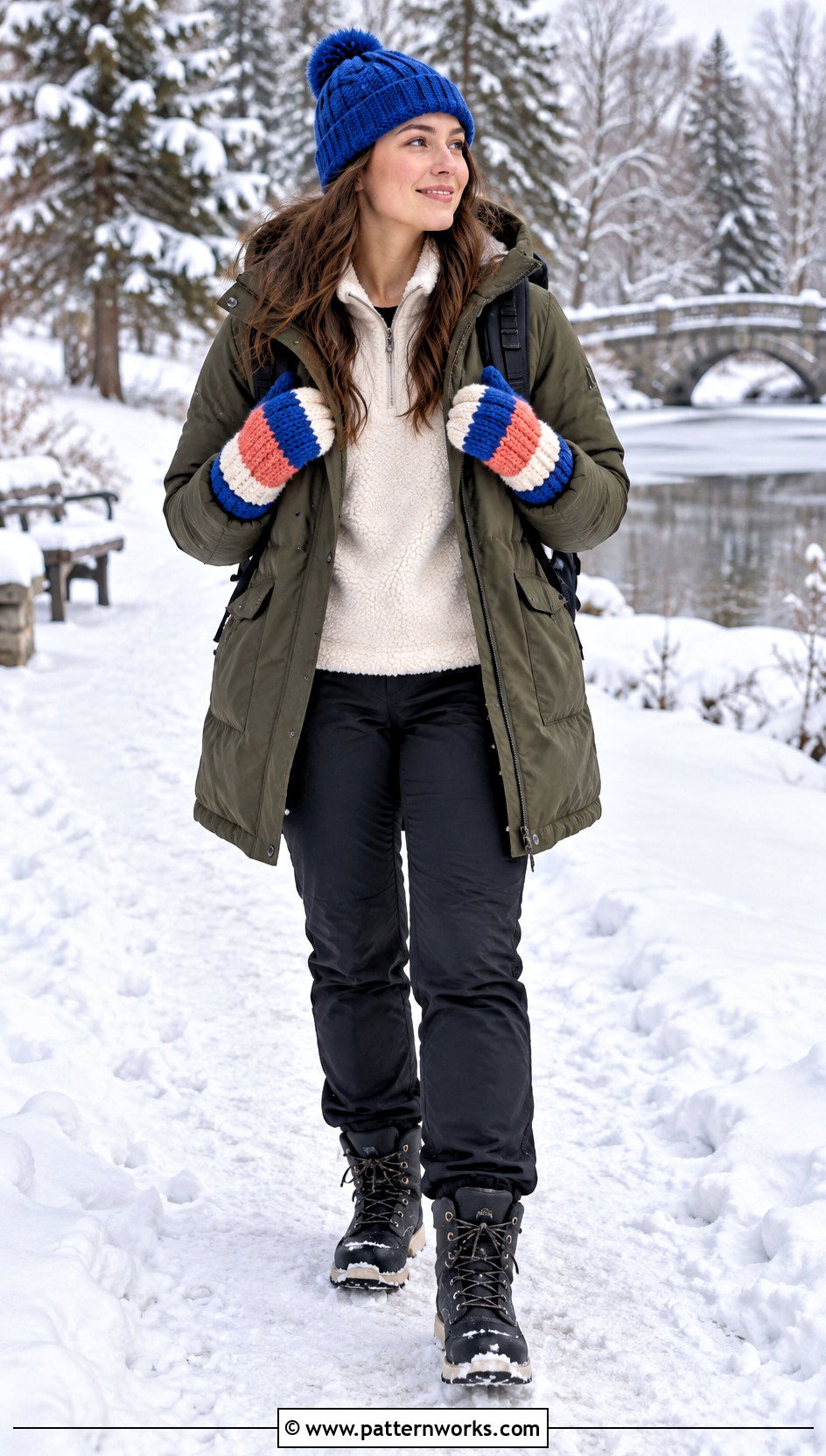 Color Block Crochet Mittens With Parka - 18 Crochet Mittens With Fleece Lining outfit ideas