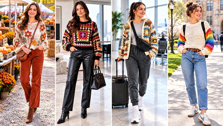 30 Colorful Crochet Sweater Outfit Ideas for Bold Looks