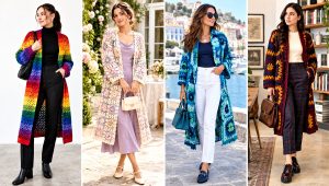 18 Colorful Crocheted Sweater Coat Outfit Ideas for Fall