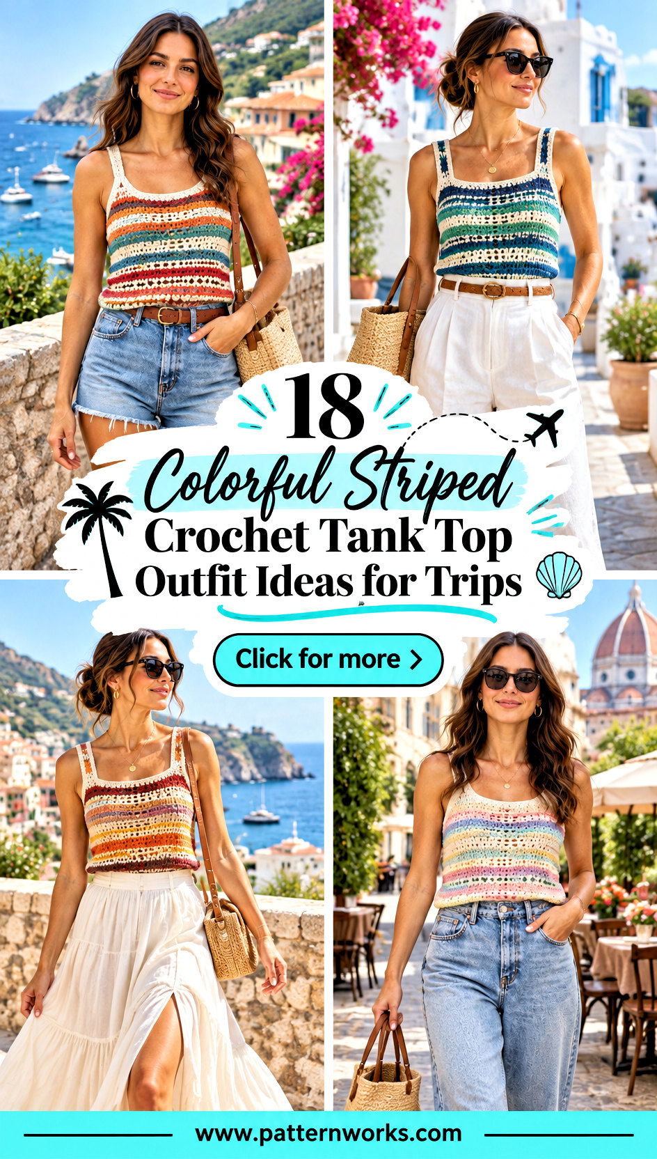 18 Colorful Striped Crochet Tank Top Outfit Ideas for Trips - 18 Colorful Striped Crochet Tank Top Outfit Ideas for Trips