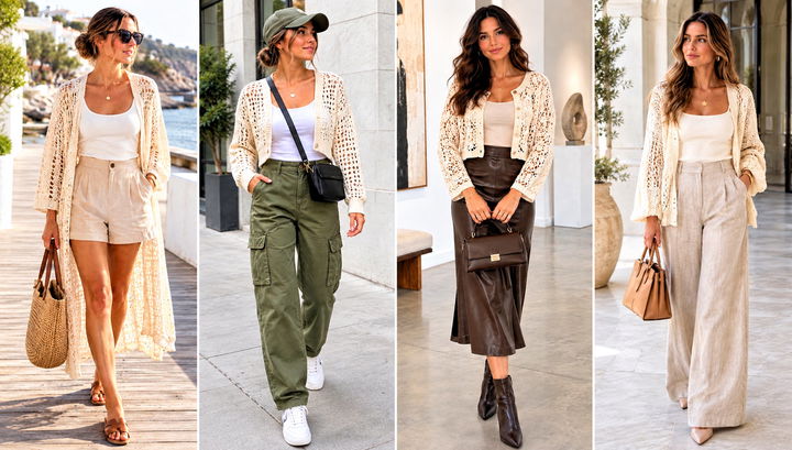 30 Cream Crochet Cardigan Outfit Ideas for Neutral Layers