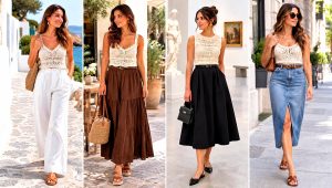 30 Cream Crochet Top Outfit Ideas for Summer Brunch