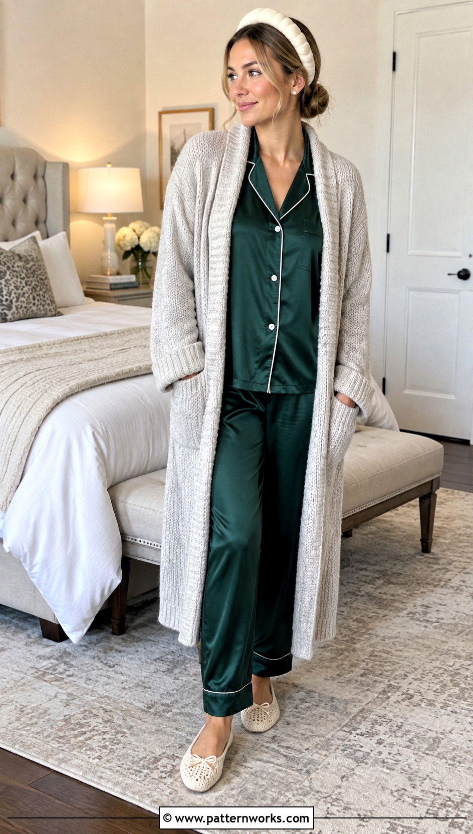 Crochet Ballet Slippers With Satin Pajamas - 24 crochet winter slippers outfit ideas