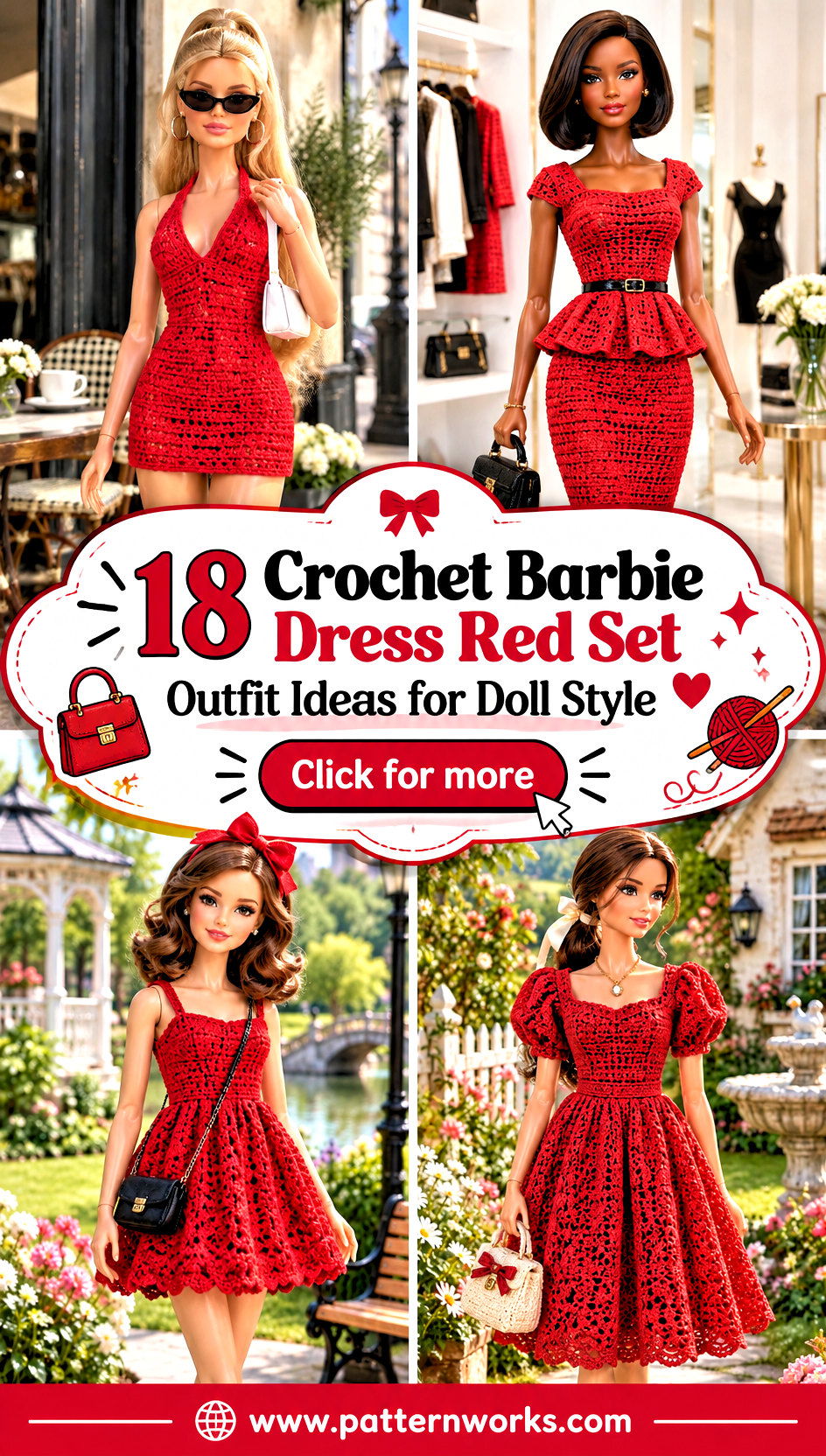 18 Crochet Barbie Dress Red Set Outfit Ideas for Doll Style - 18 Crochet Barbie Dress Red Set Outfit Ideas for Doll Style