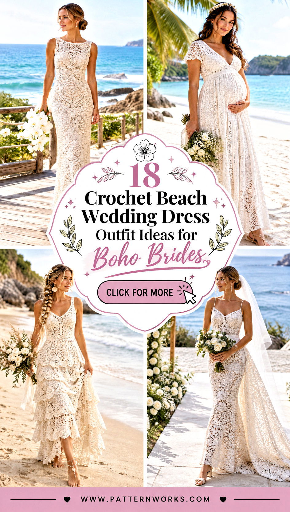 18 Crochet Beach Wedding Dress Outfit Ideas for Boho Brides - 18 Crochet Beach Wedding Dress Outfit Ideas for Boho Brides
