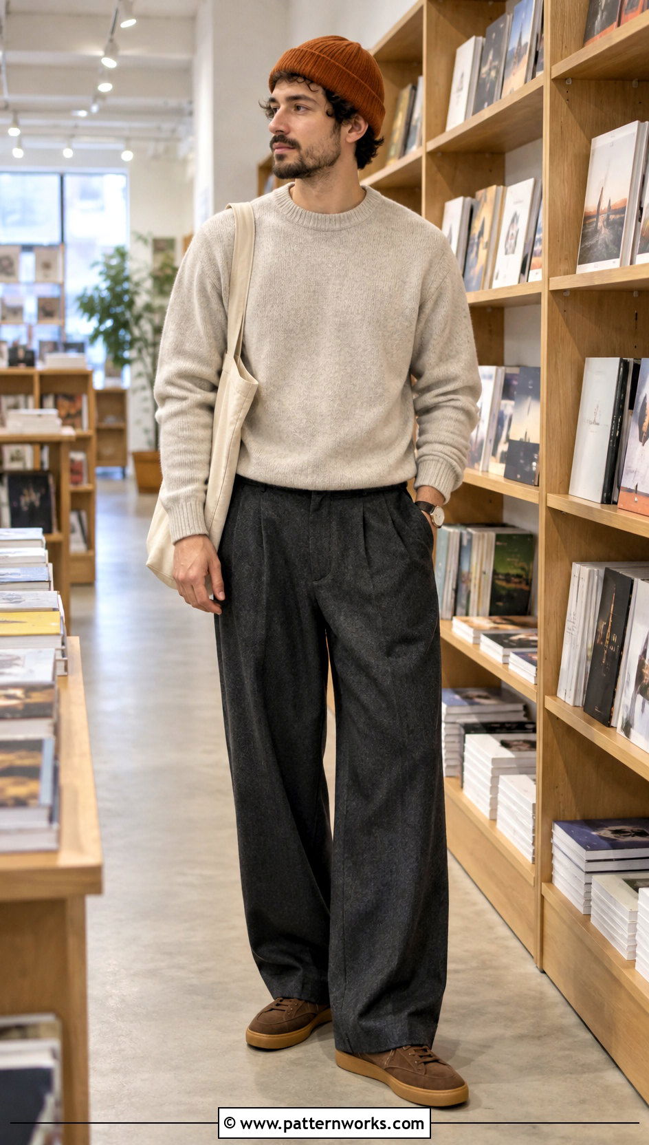 Crochet Beanie With Sweater And Wide Leg Pants - 24 mens crochet hats men's beanie outfit ideas