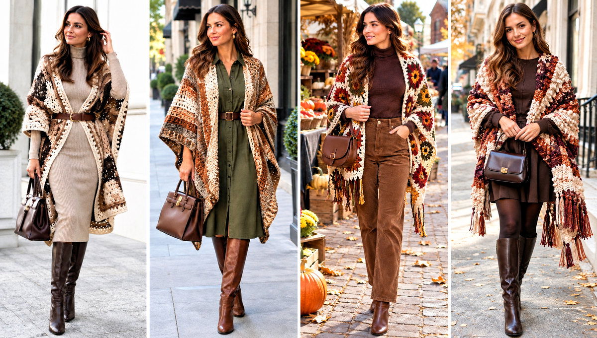 30 Crochet Blanket Shawl Outfit Ideas for Cozy Layering