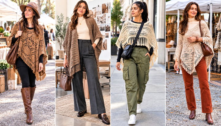24 Crochet Boho Poncho Outfit Ideas for Breezy Evenings