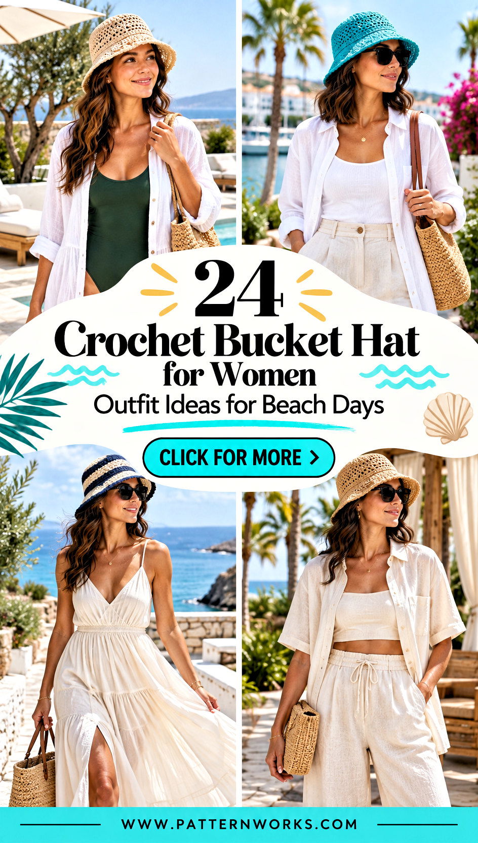 24 Crochet Bucket Hat for Women Outfit Ideas for Beach Days - 24 Crochet Bucket Hat for Women Outfit Ideas for Beach Days