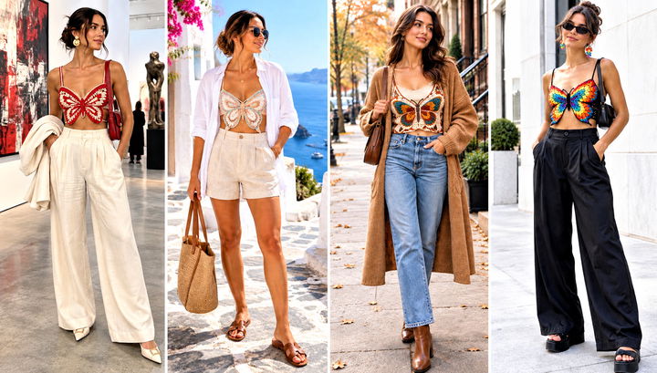 30 Crochet Butterfly Crop Top Outfit Ideas for Festival Days