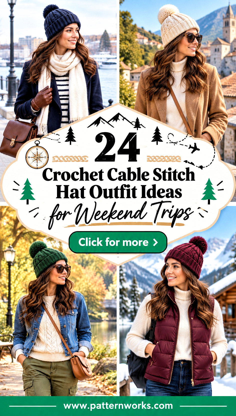 24 Crochet Cable Stitch Hat Outfit Ideas for Weekend Trips - 24 Crochet Cable Stitch Hat Outfit Ideas for Weekend Trips