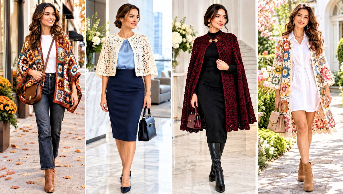 18 Crochet Cape Coat Outfit Ideas for Cool Weather