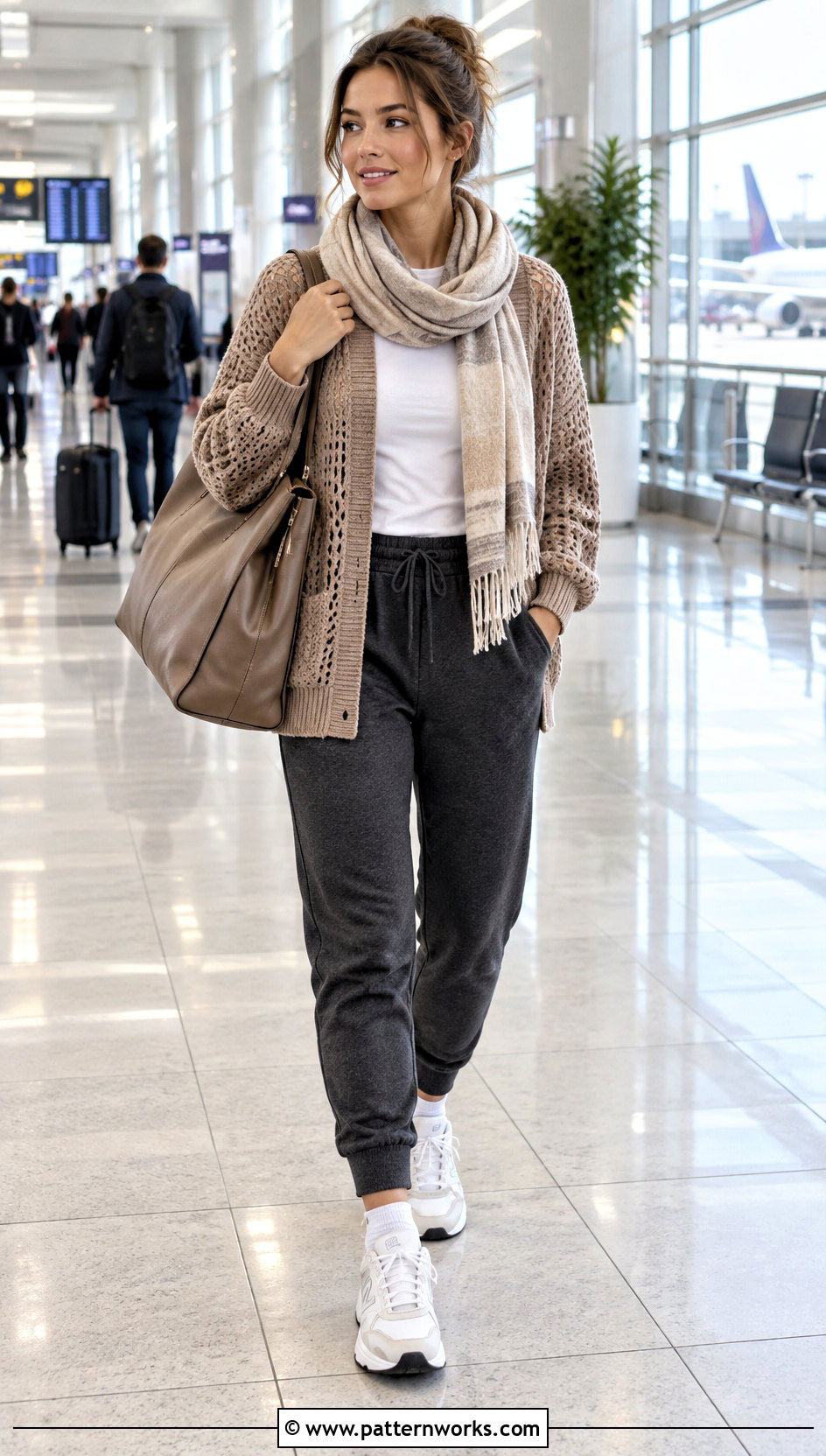 Crochet Cardigan Airport Outfit With Joggers - 18 Women Crochet Cardigan outfit ideas