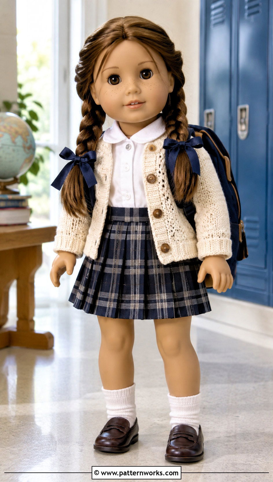 Crochet Cardigan And Pleated Skirt Doll Outfit - 18 Crochet Doll Clothes English outfit ideas