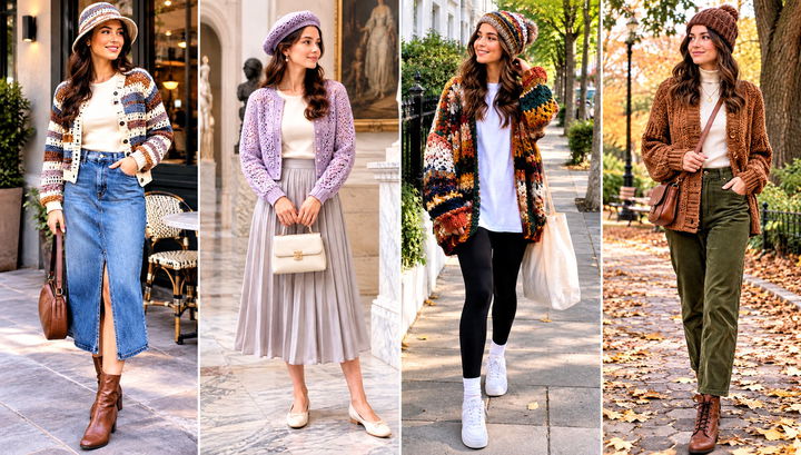 18 Crochet Cardigan With Hat Outfit Ideas for Weekend Wear