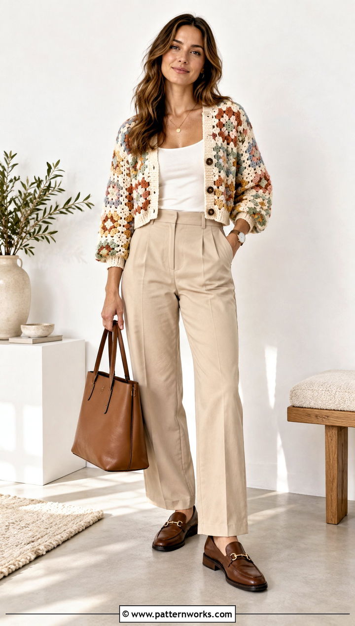 Crochet Cardigan With Tank Top And Trousers - 30 crochet clothing ideas