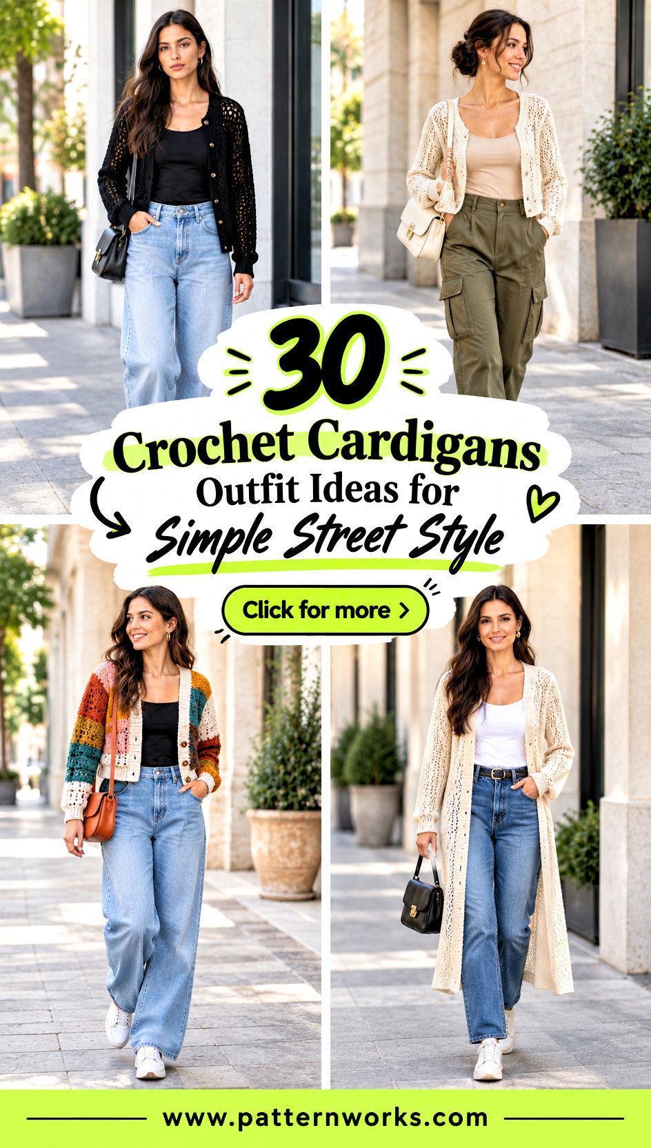 30 Crochet Cardigans Outfit Ideas for Simple Street Style - 30 Crochet Cardigans Outfit Ideas for Simple Street Style