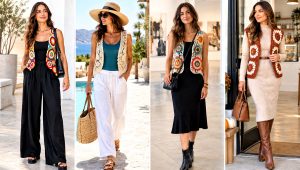 30 Crochet Circle Vest Outfit Ideas for Boho Style
