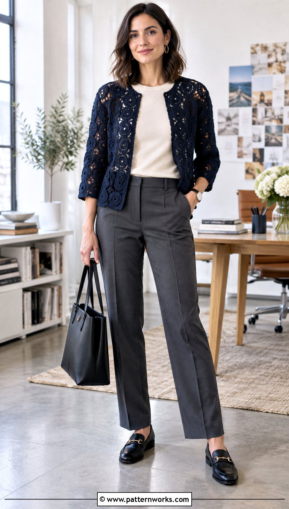 Crochet Circular Jacket With Tailored Trousers - 18 Crochet Circular Jacket outfit ideas