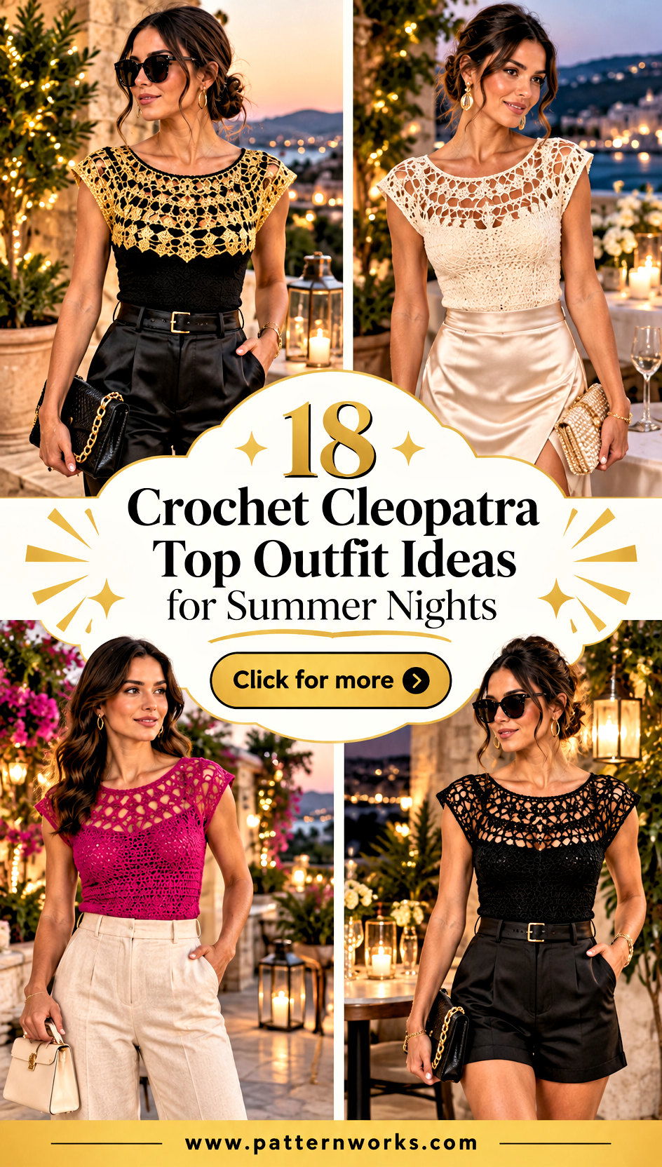18 Crochet Cleopatra Top Outfit Ideas for Summer Nights - 18 Crochet Cleopatra Top Outfit Ideas for Summer Nights